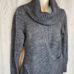 Twins Made in Italy Cowl Neck Alpaca Wool Blend Sweater Gray M‎